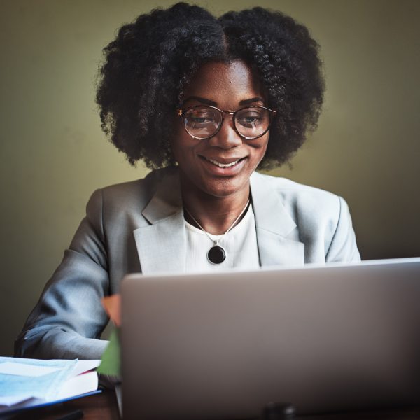 Businesswoman Working Computer Technology Concept